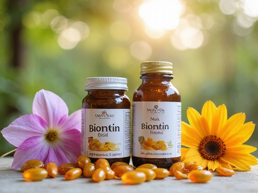 Beauty and health supplements showing hair, skin and nail support products